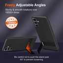 for Samsung Galaxy A07 2025 Phone Case with Glass Screen Protector, [3 Stand Ways] Metal Kickstand/Stand Silicone TPU Slim Fit Shockproof Protective Cover Case for Samsung Galaxy A07 - Black
