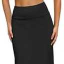 Hybrid & Company Women's Stretch Lightweight Flowy Maxi Skirt – Casual Fold Over Waist, Made in USA (Ksksd9500-1017-black, Small)