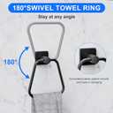 DUKWIN Towel Ring for Bathroom, Matte Black Hand Towel Holder 304 Stainless Steel Towel Racks, Modern Wall-Mounted Towel Hanger for Bathroom, Kitchen