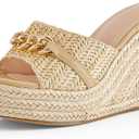 Coutgo Women's Wedge Sandals Platform Espadrille Heel Chain Slip On Casual Summer Slides, 6.5