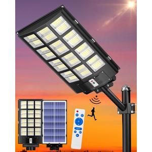Gefolly Solar Street Lights Outdoor, Commercial Parking Lot Light, 6500K Dusk to Dawn IP67 Security Flood Lights Motion Sensor Led Lamp for Basketball Court, Road, Yard (SL-6000W, 600000LM)