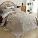 EVENHUG Oversized King Bedspreads California King Quilt Set with Pillow Shams Extra Wide Large King Size Quilts Lightweight Coverlet Bedding Sets Taupe 120"x128"