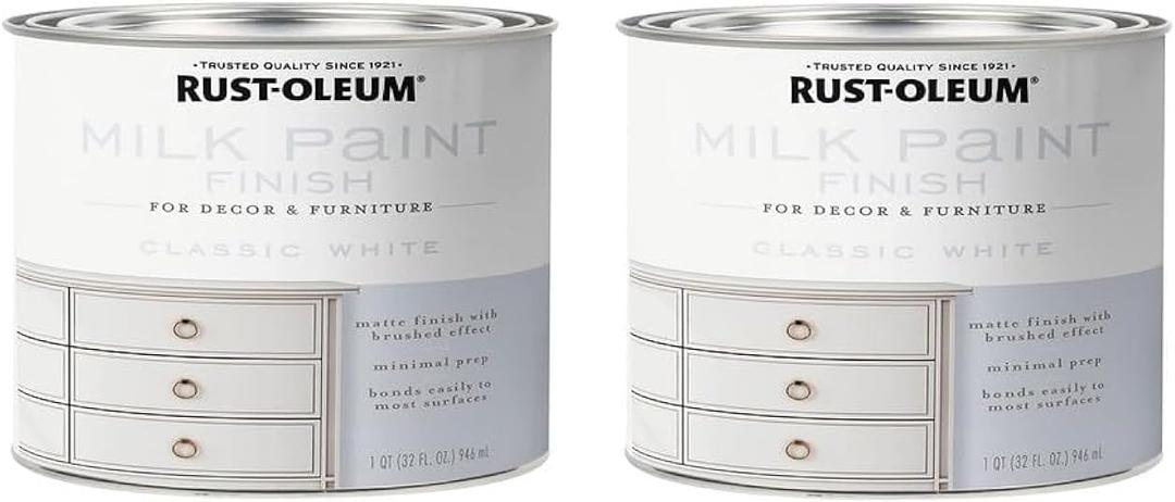 Rust-Oleum 331049-2PK Milk Paint Finish, Quart, Classic White, (Pack of 2)