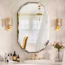 Suidia Bathroom Mirror, 24"x 36" Wall Mirror, Frameless Bathroom Mirror with Beveled Edge for Bedroom, Living Room, Entryway, Hallway, Oval Shape