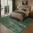 Green Area Rug 8x10 for Living Room Bedroom, Washable Non-Slip Rug
Spill & Stain Resistant; Stays Put During Vacuuming; Machine Washable; Soft Vintage Floral Carpet for Bedroom Dining Room
