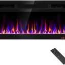 31 Inch Electric Fireplace Recessed and Wall Mounted, Fireplace Heater and Linear Fireplace, Ultra-Thin Electric Fireplace, Low Noise, with Timer, Remote Control, Adjustable 12 Flame Color, 750/1500W