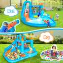 Inflatable Bounce House Water Slide for Kids, 138 x 121 x 82 Inch Bouncy Castle with Deep Pool, Rings, Climbing Wall, Splash Pool, Target Balls, Basketball Hoop, Blower Included