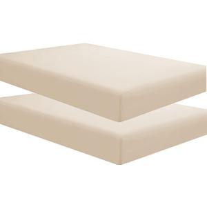 Sfoothome Two Pack Fitted Sheets Queen Size With Deep Pockets - Soft And Comfortable Microfiber - Fade Wrinkle Resistant, Beige Mattress Sheets