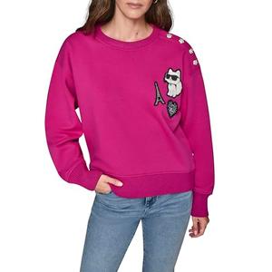 KARL LAGERFELD Paris Women's Sweatshirt, Bright Jewel Pink, Small