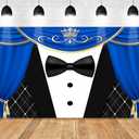 Black Tuxedo Backdrop Crown Gentleman Photo Background for Father's Day Decorations MEETSIOY Blue Curtain Studio Prop Banner 9x6ft 