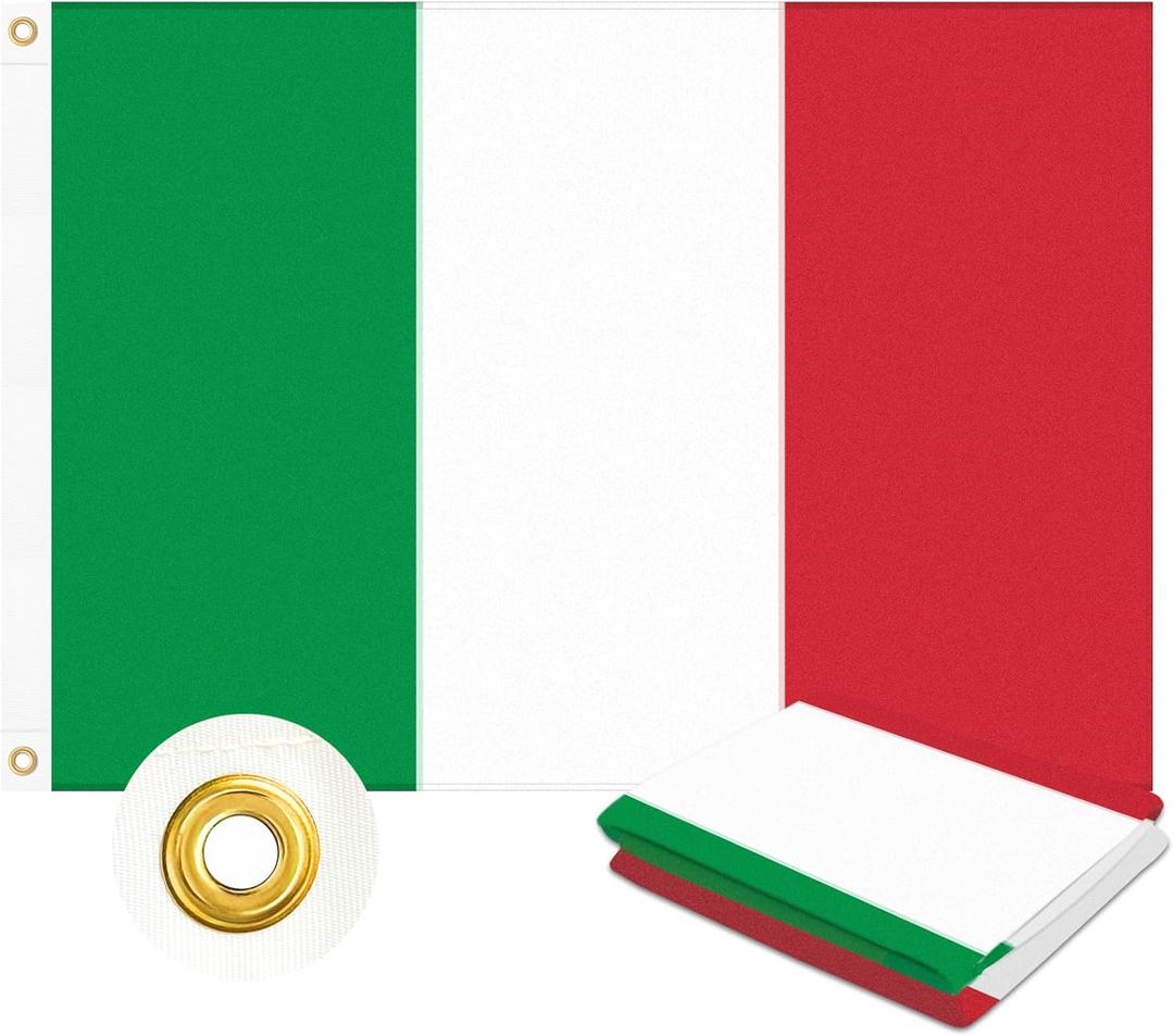 Italy Flag 3x5 FT Heavy Duty Outdoor, Sewn Green, White, and Red Stripes | Double Sided 210D Oxford Fabric | Brass Grommets and 4 Stitch Hemming | Country of Italy IT Flags for Outside House Garden