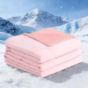 BEAUTEX Cooling Comforter Queen Size - Double Sided Cool Blanket for Hot Sleepers and Night Sweats, Q-Max>0.45, Breathable Lightweight Silky Summer Ice Blankets for All Season (Pink, 90" x 90") OEKO-TEX STANDARD 100