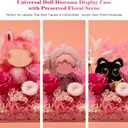 Rosaura Acrylic Display Case Compatible with Labubu POP MART Doll, Clear Storage Box Shelf for Collectibles, 3.5" Figure Spot in Preserved Flowers Rose Diorama. (NO Doll) (Red, Acrylic)