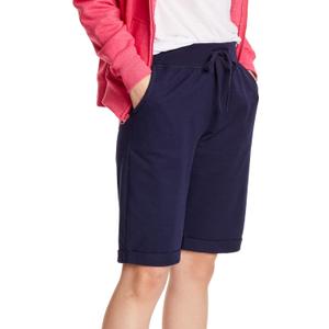 Hanes Women's Shorts, French Terry Bermuda Pocket Shorts, Jersey Knit Fleece Shorts, Women's Bermuda Shorts, 11" (Navy)