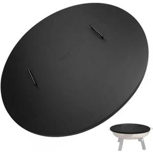 42" Fire Pit Cover Lid Round Outdoor Fireplace Cover Lid Heat Resistant Flat Fire Pit Burner Pan Cover for Round Patio Fire Pit Prevent Sparks, Snuff Campfire (Black, 42 inch)