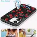 Toycamp for iPhone 16 Case Compatible with Magsafe - Cute Design 360 Magnetic Ring Holder Stand Kickstand Funny Cherry Girly Pretty Fashion TPU Phone Covers for Women Tenn Girls