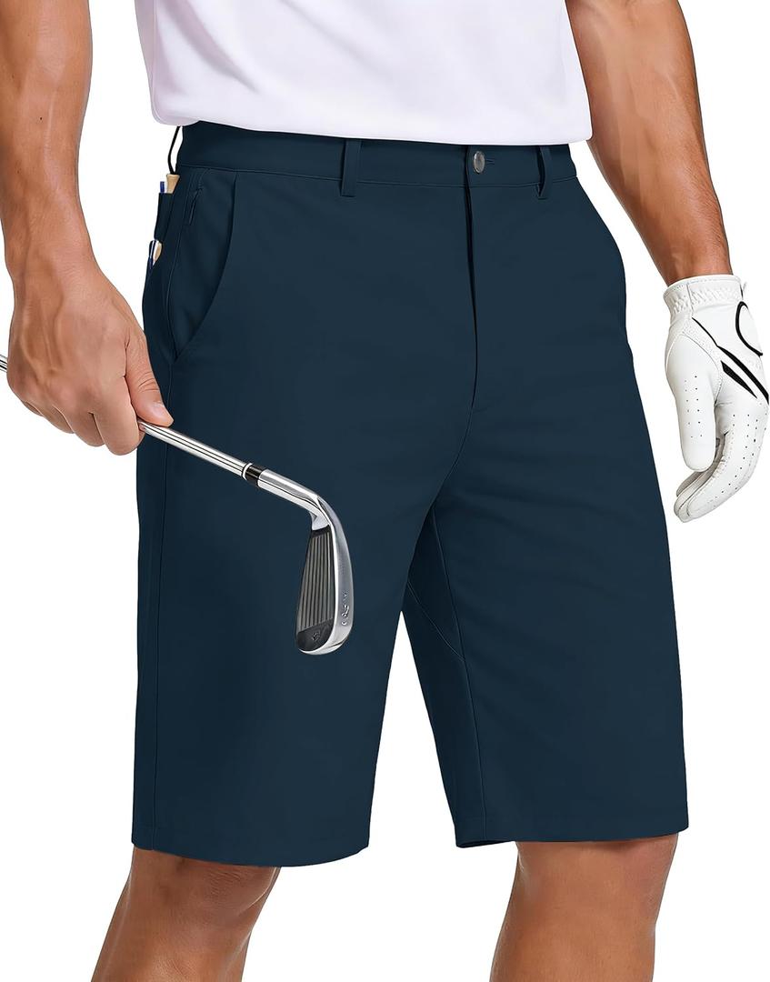 JWM Mens Golf Shorts 8"/11" Inseam - Stretch Lightweight Quick Dry Flat Front Hybrid Casual Dress Work Shorts with Zip Pocket, Size 34 