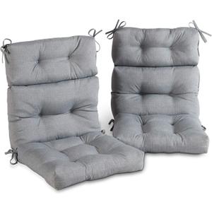 Greendale Home Fashions Outdoor 44 x 22-inch High Back Chair Cushion, Set of 2, Cement 2 Count