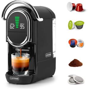 Magician1 Mini Espresso Machine for Nespresso Original, Dolce Gusto, Lavazza Blue, ESE Pod & Ground, 19-Bar Coffee Machine, Hot/Cold Brew Espresso Maker, Adjustable Temp & Cup Size, 21oz Reservoir