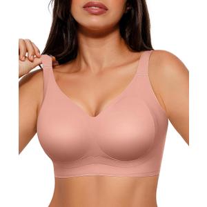 SHAPELLX Wireless Bras for Women Full Coverage Supportive Back Smoothing Comfortable No Underwire Lifting Shaping Bra (Pink, XXL)