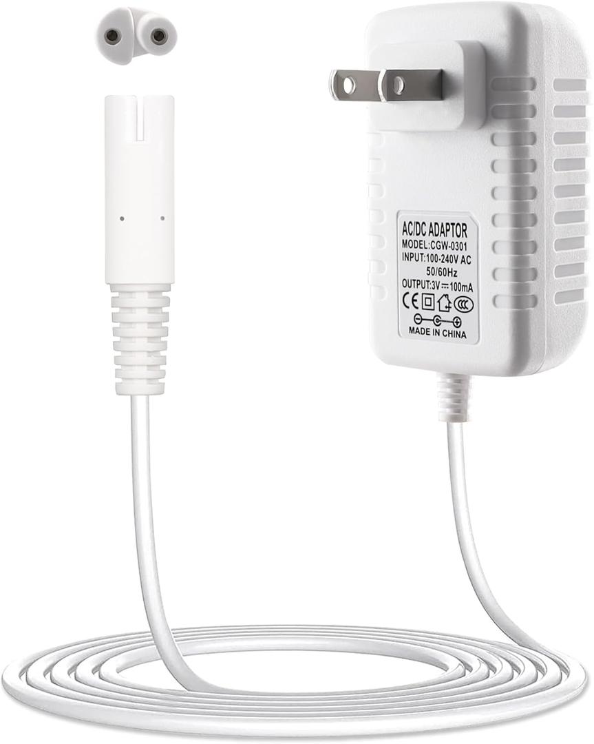 Replacement for Waterpik Charger, 2 Prong Adapter Compatible with WP360 WP360W WP462 WP462W WP450 WP450W Waterpik Water Flosser Charger Cord - 6.6ft (White)