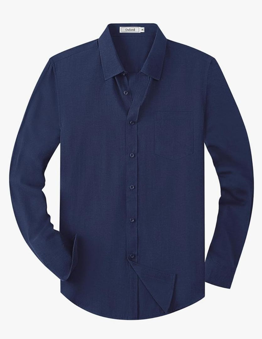 Men's Oxford Button Down Shirts Long Sleeve Business Casual Cotton Dress Shirt Regular Fit Wedding Dating Party 4XL