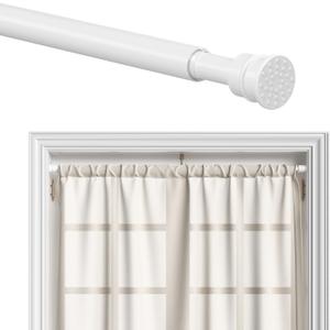 AIZESI Curtain Rods No Drilling for Windows 27 to 38 Inches,1/2 Inch Diameter No Drill Curtains Rod Renter Friendly Drapery Rod, Curtain Rods for Windows No Drilling, White 2 Pack