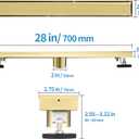 Linear Shower Drain with Tile Insert Panels 28 Inch Brushed Gold 304 Stainless Steel Rectangle Shower Floor Drainwith Hair Catcher, Adjustable Feet