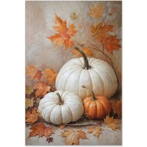 Fall Wall Decor Vintage Pumpkin Oil Painting Canvas Wall Art Print Pumpkin Painting, Rustic Fall Art, Vintage Autumn Wall Print Halloween Thanksgiving Autumn Decor