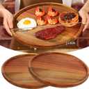 Rtteri 10 Pieces Acacia Wood Plates 14 X 1 Inch, Dinner Charger Tray