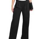 FitsT4 Sports Womens Wide Leg Dress Pants High Waisted Business Casual Pleated Trousers for Office Work Pants,Black,S
