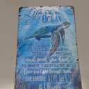 Aenaon Sea Turtle Life is Like The Ocean Tin Sign Wall Art Canvas Print Funny Vintage Retro Paintings Home Bedroom Bathroom Decor Picture Vertical 8x12 inches