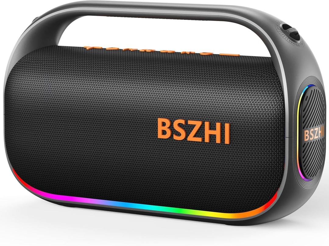 80W(120W Peak) Bluetooth Speaker Loud, Portable IPX6 Waterproof Bluetooth Speakers Wireless TWS for Outdoor, Party, Travel, and Beach Camping with Light, BT5.0, USB/TF Card, AUX (Black)