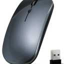 Wireless Bluetooth Mouse for iPad/MacBook Pro/Air/Laptop/pc Rechargeable Silent Mouse Portable Slim for Surface Pro/Lenovo/Samsung Tablet (LED/Gray)