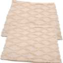 Mikinona 2pcs Decorative Throw Pillow Covers Soft Faux Texture for Sofa and Bedroom Decor Geometric Embroidery Design