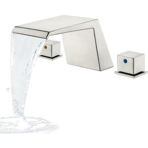 LIWEIKE Roman Tub Faucet, Brushed Nickel Bathtub Faucet Set with 2 Handle Waterfall Tub Faucet for 3 Hole