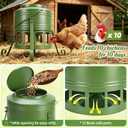 Chicken Feeder No Waste for Coop & Outdoors, 12 Port 20lbs Heavy Duty Metal Chicken Feeder, Poultry Feeder for Backyard Chickens, Smooth Edges for Safe Feeding (Green)