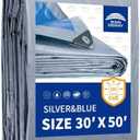RAINDEWAY Large Tarps 30x50 Feet, 5.5 Mil - Multipurpose Waterproof Poly Tarp Cover with Metal Grommets and Reinforced Edges, Silver/Blue Tarp