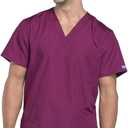 Cherokee Women and Men V-Neck Scrub Top with 3 Pockets 4876 (X-Small, Wine)