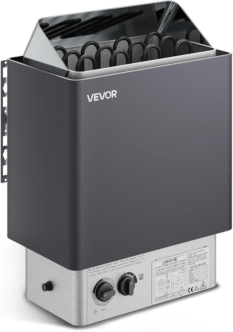 VEVOR Sauna Heater,220V Electric Sauna Stove, Steam Bath Sauna Heate 3h Timer and Adjustable Temp for Max. 176-318 Cubic Feet, Home Hotel Spa Shower Use (6KW) FCC Certification
