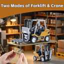 GRANTLEY Remote Control RC Forklift Cranes,1/64 Mini Rechargeable Forklift Truck,2 in 1 Transform Lift Fork & Hook, w/Boxes/Sound and Light, Forklift Toy RC Construction Vehicles Toy Gift for Kids