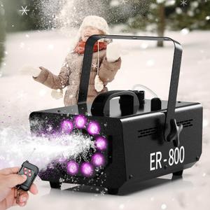 TEPU 800W Snow Maker Machines for Indoor Outdoors, Adjustable Snowflake Size with 9 Color Lights, Indoor and Outdoor Use, Snow Maker Machines for Indoor Outdoors for Parties Events, Black