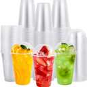 Clear Plastic Cups with Lids, Disposable Cold Drinking Cups, 16 Ounce Large Clear Cup with Dome Lids with Holes for Smoothie, Milkshake, Bubble Tea, Parfait