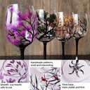 LYFJMUS Pack of 4 Four Seasons Tree Wine Glasses Hand Painted Wine Glass with Stemmed Fall Leaves Flower Seasons Colored Wine Glasses for Home Office Decor Ornament Gifts
