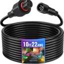 10FT 22 AWG Outdoor Flood Lights Extension Cord Compatible with Govee H7057/H7058, Waterproof 4 Pin Extension Cable Extend Your Outdoor Flood Lights for Front Door, Backyard, Yard, Driveway