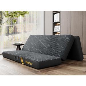 Vamcheer Tri Folding Mattress, 6 inch King Foldable Mattress, Tri-fold Memory Foam Mat with a Collapsible and Washable Cover, Handle & Non-Slip Bottom, for Travel/Guest, 80"x76"x6", Grey