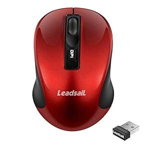 LeadsaiL Wireless Computer Mouse, 2.4G Portable Slim Cordless Mouse Less Noise for Laptop Optical Mouse with 4 Buttons for Laptop, Desktop, MacBook