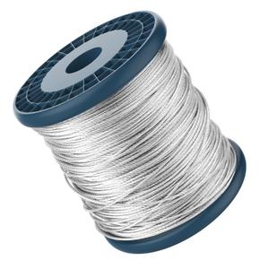 1/16 Wire Rope, Galvanized Wire, Aircraft Cable, 1/16 Cable, Galvanized Steel, Steel Rope, 500 Feet Spool, Braided 7x7, Metal, Tension, For Garage Door, Fence, Clothesline, Outdoor, Heavy Duty, 520 LB