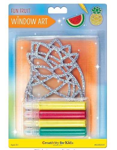 Creativity for Kids Window Art Fun Fruits - Paint and Decorate 2 Suncatchers, Create Your Own Window Art for Kids, 2 Pack