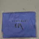 VIDUSSA Women's Off Shoulder Silk Tops Casual Short Sleeve Asymmetrical Neck Satin Blouse Shirts (Medium, Blue)